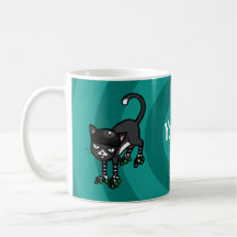 Black white cat Rollerskates customisable template Mug