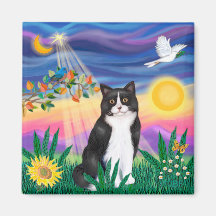 Black & White Cat - Twilight Magnet