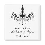 Black & White Chandelier Save The Date Magnet