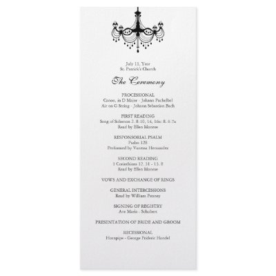 Black & White Chandelier Wedding Program by InspiredWeddings