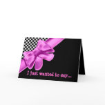 Black & White Chequerboard Pink Bow Set Greeting Cards
