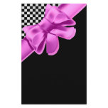 Black & White Chequerboard Pink Bow Set Customized Stationery