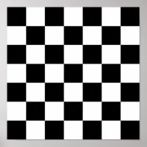 Black & White Chequered Pattern posters