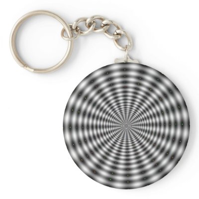 Black & White Circle Striped Optical Illusion Keychain by JuJuGarden