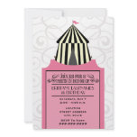 Black & White Circus Tent w Pink Ticket Birthday invitations
