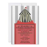 Black & White Circus Tent with Red Ticket Birthday invitations