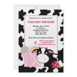 Black & White Cow 5x7 Birthday Invitation