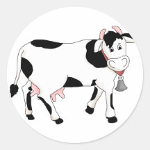 Black & White Cow Round Sticker