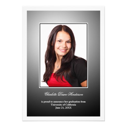 Black white custom photo graduation announcement