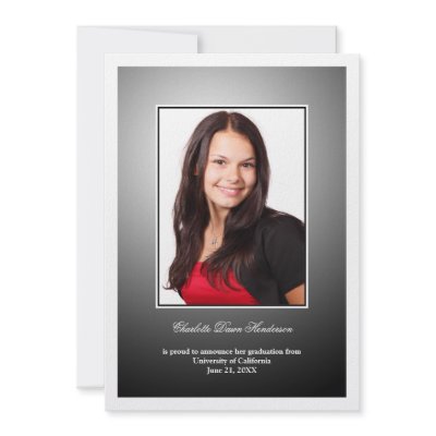Black white custom photo graduation announcement by FidesDesign