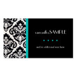 Black & White Damask, Aqua Teal Business Card Templates
