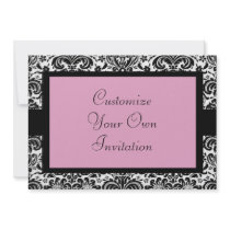 Black & White Damask, Baby Pink