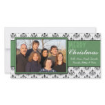 Black & White Damask Green Trim Merry Christmas