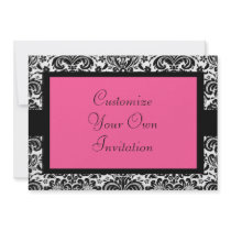 Black & White Damask, Hot Pink