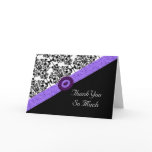 Black & White Damask Lavender Sparkle Heart Greeting Cards