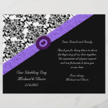 Black & White Damask Lavender Sparkle Heart Personalized Flyer