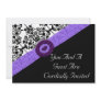 Black & White Damask Lavender Sparkle Heart Custom Invitation