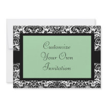 Black & White Damask, Light Green