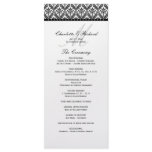 Black & White Damask Monogram Wedding Program rack cards
