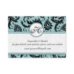 Black White Damask Pool Blue Trim Wedding Website business cards