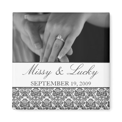 Black & White Damask Save the Date Magnet by mjakubo434