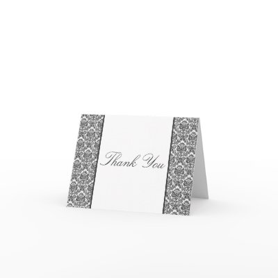 Black & White Damask Thank You Card by mjakubo434