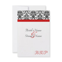 Black/White Damask w/ Ravishing Red Accent Custom Announcements
