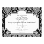 Black White Damask Wedding Invitations Monogrammed