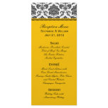 Black & White Damask Wedding Menu Rack Card