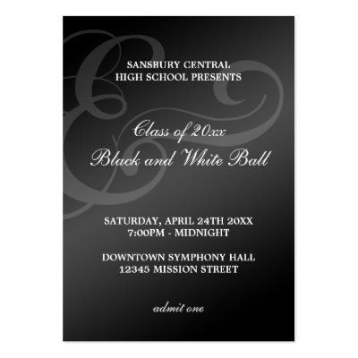 Black white dance formal prom bid admission ticket business card template by FidesDesign