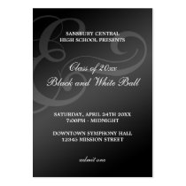Black white dance formal prom bid admission ticket business card template