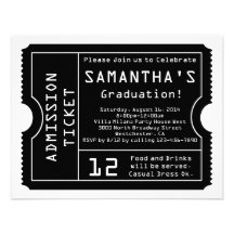 Black/White Digital Graduation Ticket Invitation