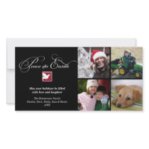 Black white dove peace on earth holiday greeting