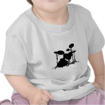 Black & White Drum Kit Silhouette - Drummers T Shirts