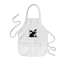 Black & White Drum Kit Silhouette - For Drummers Apron
