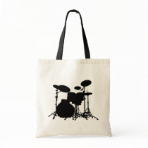 Black & White Drum Kit Silhouette - For Drummers Bags