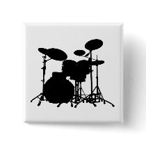 Black & White Drum Kit Silhouette - For Drummers