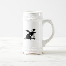 Black & White Drum Kit Silhouette - For Drummers Coffee Mugs