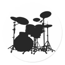 Black & White Drum Kit Silhouette - For Drummers