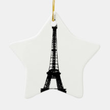 Black & White Eiffel Tower Christmas Tree Ornament