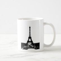 Black & White Eiffel Tower Mugs