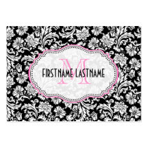 Black & White Elegant Floral Damasks Business Card Templates