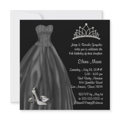 Black White Elegant Quinceanera Invitations by Pure_Elegance