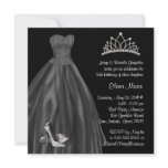 Black White Elegant Quinceanera Invitations