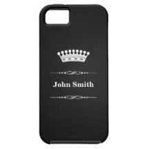 Black White Elegant Royal Crown with Custom Name iPhone 5 Cases