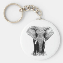 Black & White Elephant Keychain