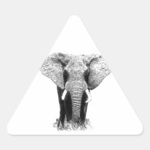 Black & White Elephant Triangle Sticker