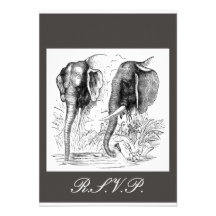 Black & White Elephant Wedding Personalized Invite