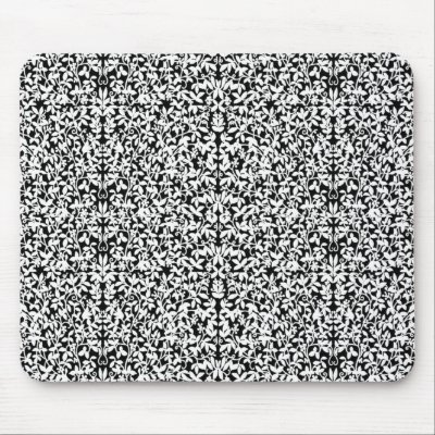 Black & White Filigree Vines Mousepad by CarolynMcFann