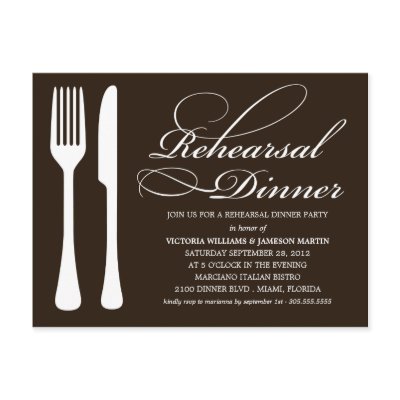 BLACK & WHITE FLATWARE | REHEARSAL DINNER INVITE POSTCARDS by FINEandDANDY